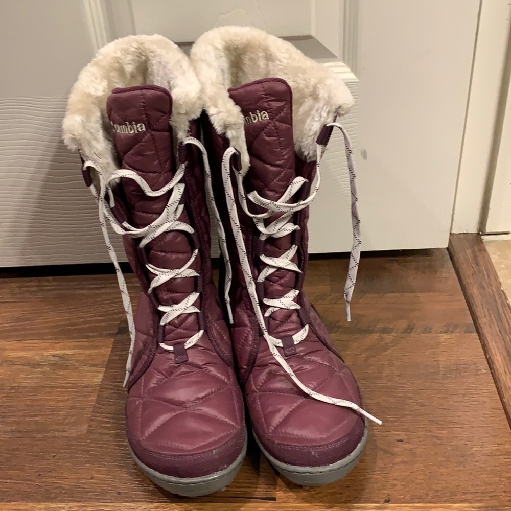 Columbia snow boots in a very pretty purple.
